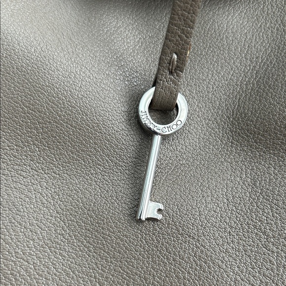 Jimmy Choo Farrah Taupe Leather Designer Tote Bag - Picture 4 of 13